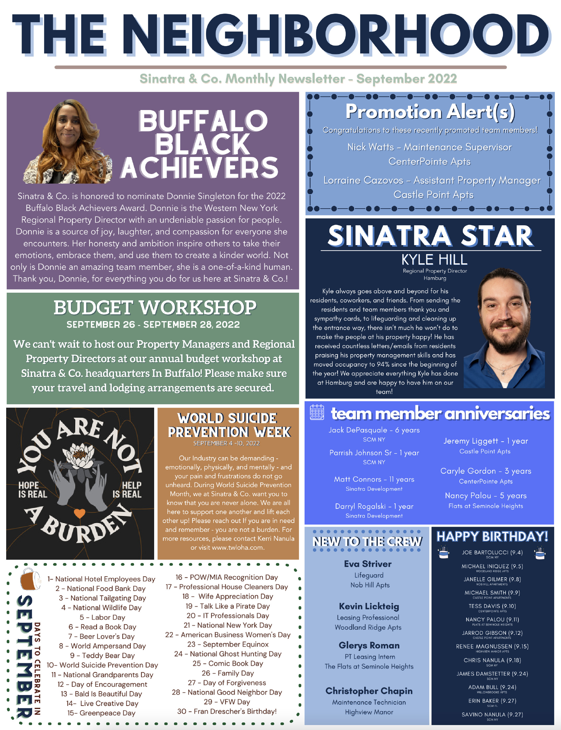 Sinatra & Co. Employee Newsletter September 2022